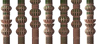 Render of 3D print ceramic with moss, showing a symbiotic materiality.